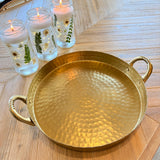 Golden Luxe Hammered Metal Tray – Elegant Serving and Home Decor Accent