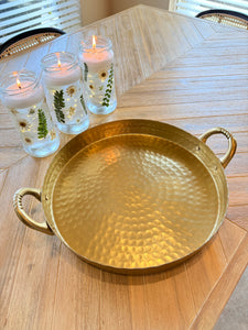 Golden Luxe Hammered Metal Tray – Elegant Serving and Home Decor Accent