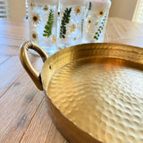 Golden Luxe Hammered Metal Tray – Elegant Serving and Home Decor Accent