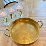 Golden Luxe Hammered Metal Tray – Elegant Serving and Home Decor Accent