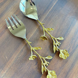 Floral Elegance Salad Server Set – Luxurious Stainless Steel Serving Utensils