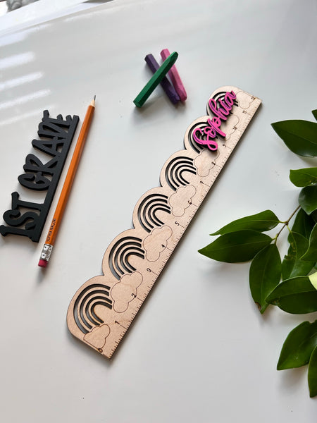 Rainbow Personalized ruler for kids (Back to School Supplies) 12 inch