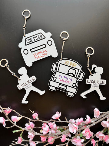 Personalized School Bag Tag | Car Rider Bus Rider Walker | Backpack Tags | Lunch Box Tag | Back to School | Luggage Tag | Student Name Charm
