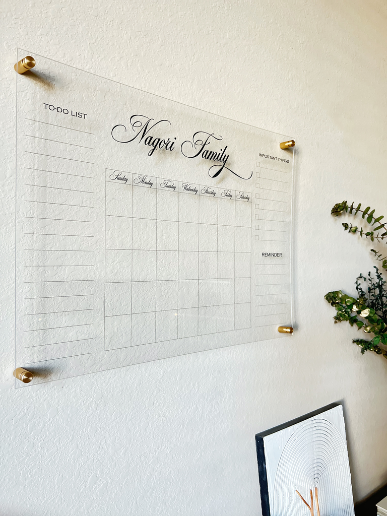 Acrylic Family Planner, Dry Erase Monthly Calendar