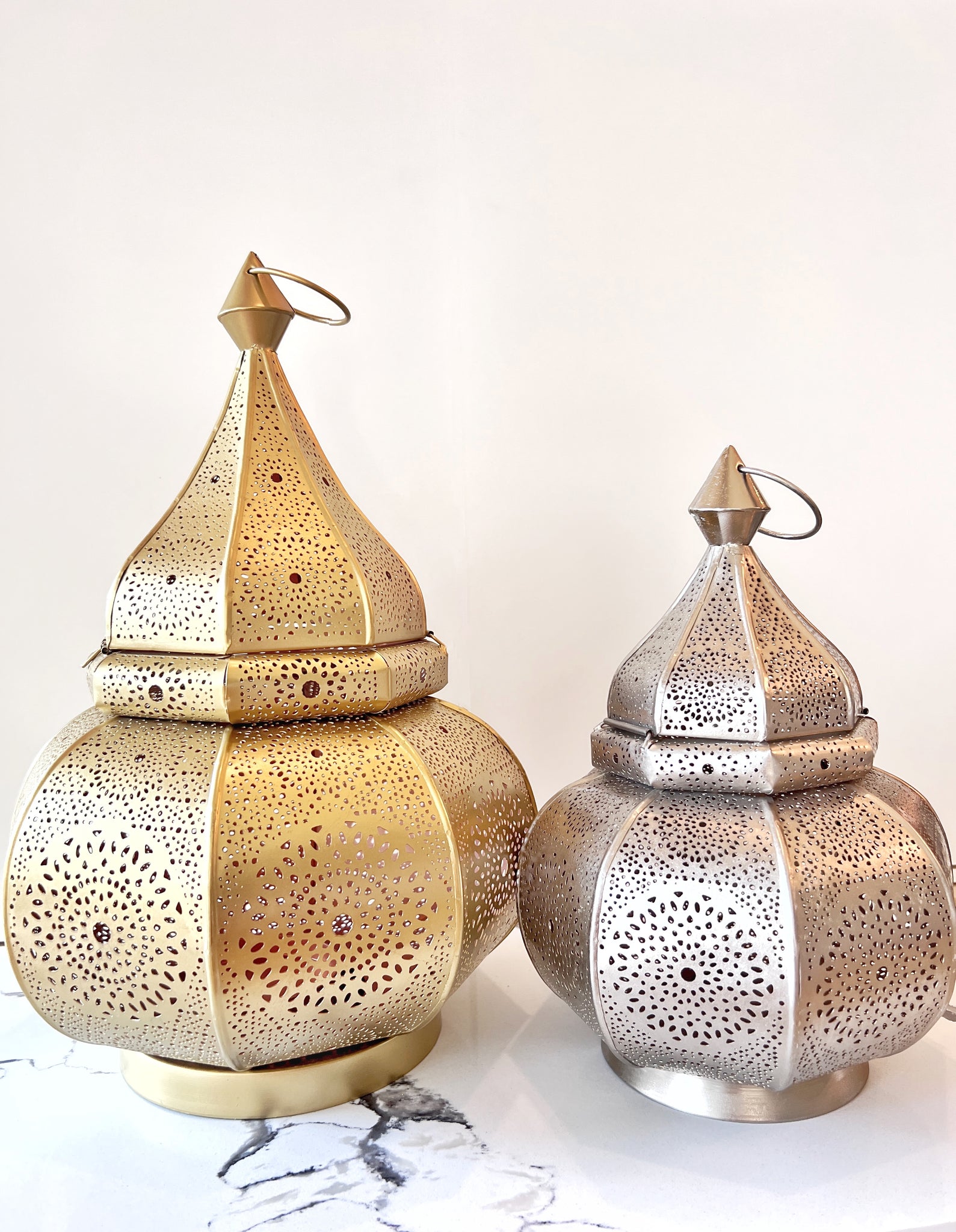 Moroccan Lantern (set of 2) Gold and Silver