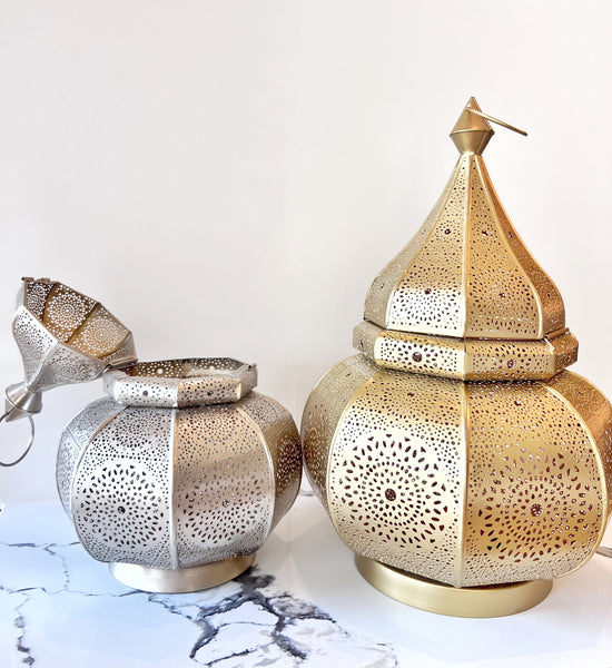Moroccan Lantern (set of 2) Gold and Silver