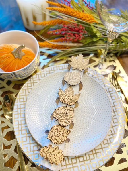 Set of 6 Leaf Napkin Rings
