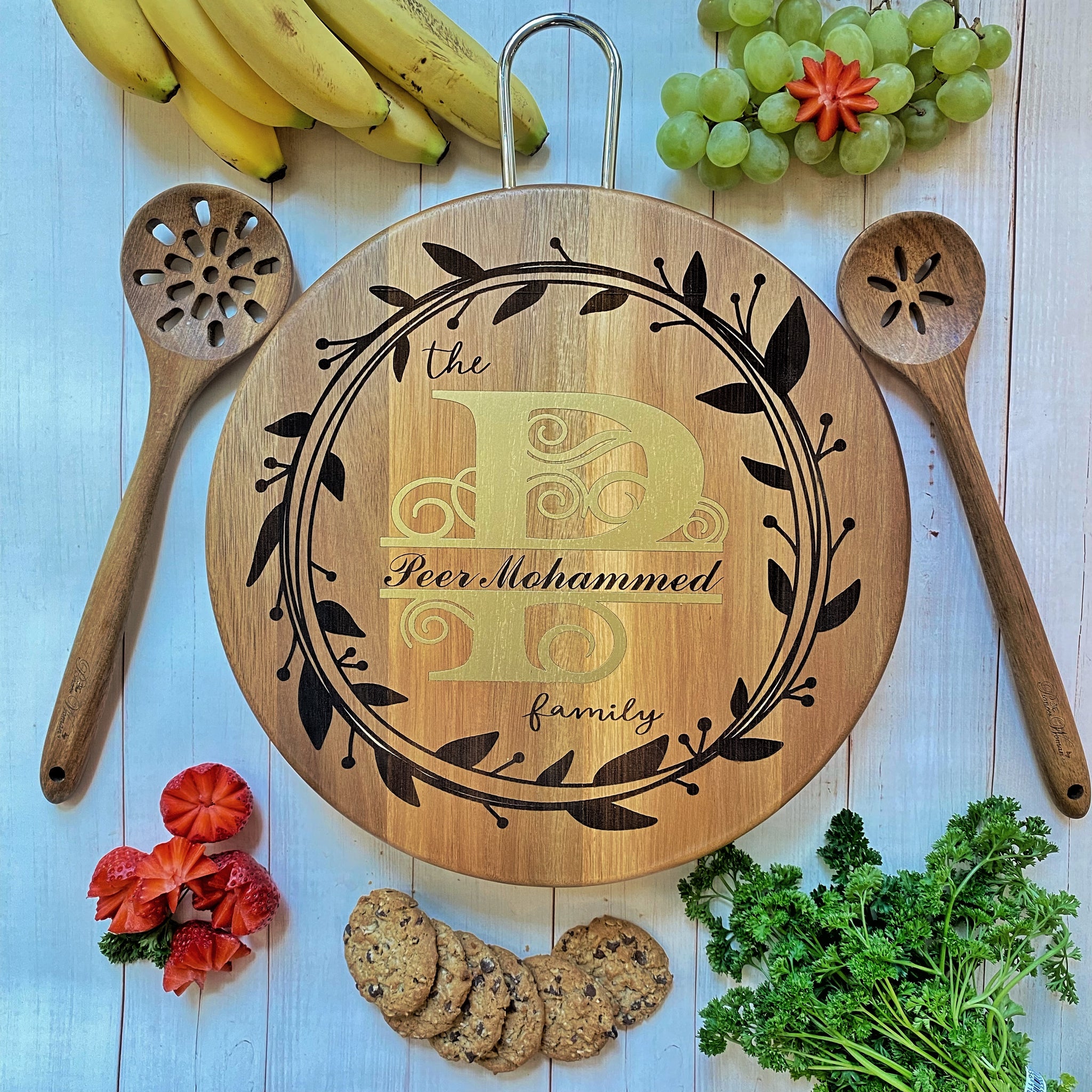 Personalized Monogram Charcuterie Round Board