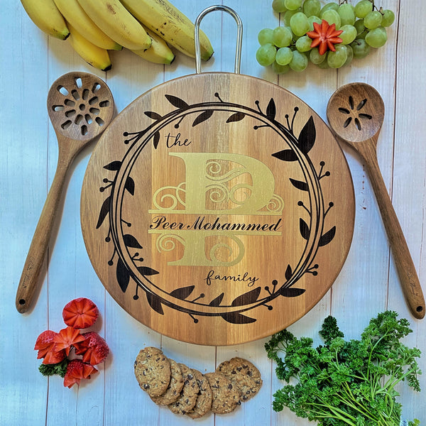 Personalized Monogram Charcuterie Round Board