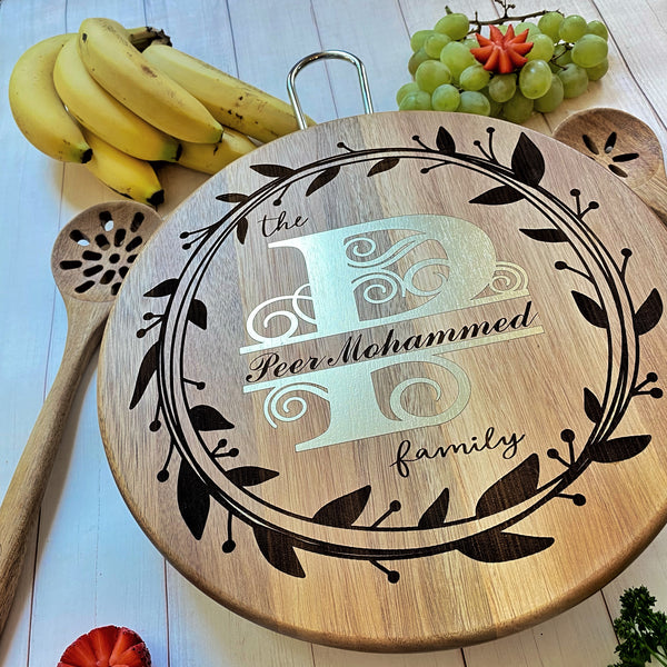 Personalized Monogram Charcuterie Round Board
