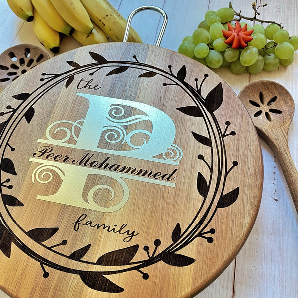 Personalized Monogram Charcuterie Round Board